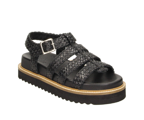 Step up your summer style with the 6GL0091002 2100 black gladiator-style slipper. Designed with sleek woven straps and a trendy flatform sole, this sandal is finished with an adjustable buckle closure for a secure and stylish fit. Perfect for casual days or evenings out, this bold design effortlessly elevates any outfit.