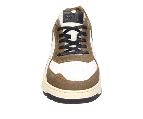 The Bullboxer 7LT0010101 1135 White-Dark Brown Leather Men's Sneaker is a great mix of casual and classy. With a clean white leather design and dark brown details, it’s easy to pair with any outfit, whether you’re running errands or heading out with friends.