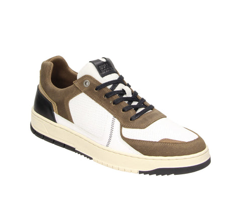 The Bullboxer 7LT0010101 1135 White-Dark Brown Leather Men's Sneaker is a great mix of casual and classy. With a clean white leather design and dark brown details, it’s easy to pair with any outfit, whether you’re running errands or heading out with friends.